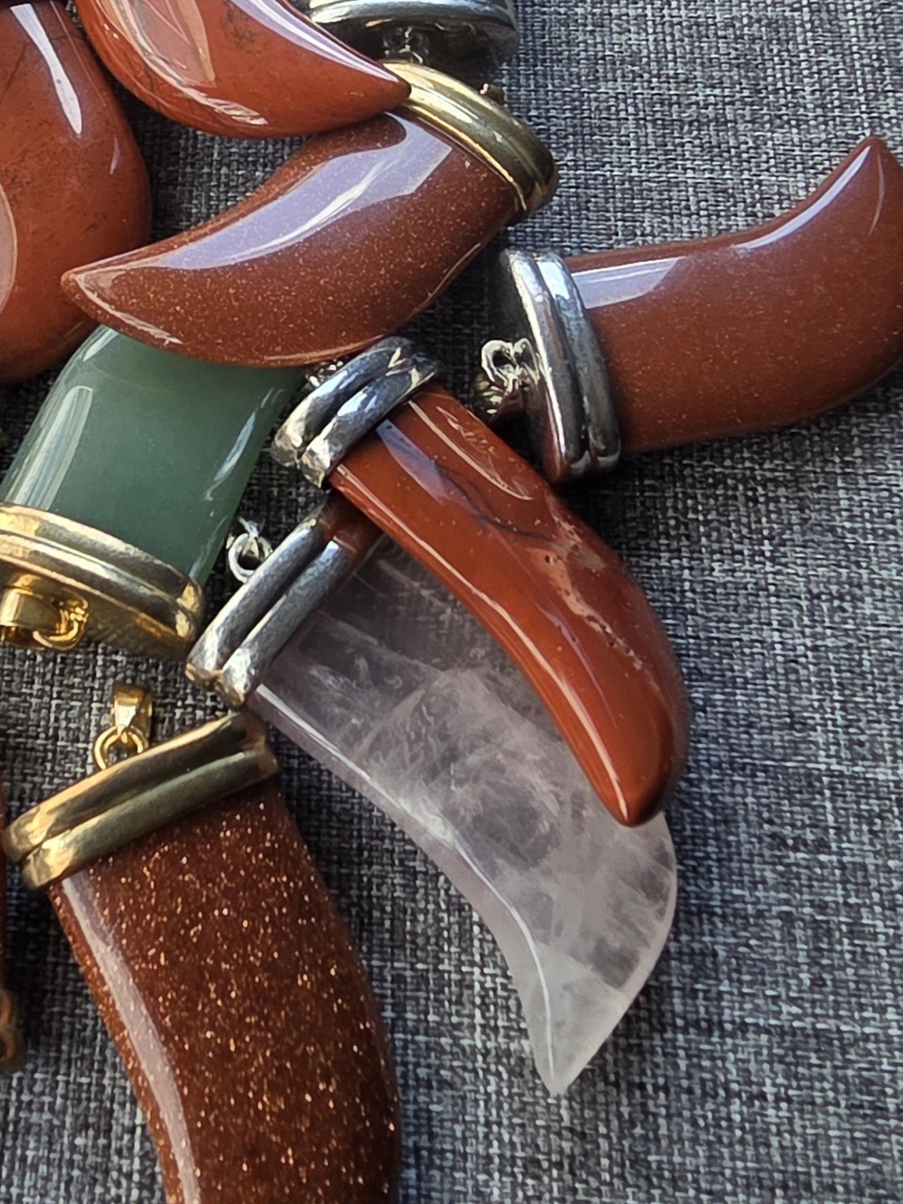 Huge Italian Horn Cornicello/Tiger's Claw Vintage Genuine Stone Pendant